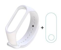 gigapack Szilikon keret (egyedi méret, szilikon szíj + full screen, PET kijelzővédő fólia) FEHÉR Xiaomi MI Band 4 / MI Band 3 ' csomagolás (GP-78919)