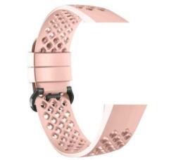 DEVIA DELUXE SPORT MESH pótszíj (egyedi méret, szilikon, állítható, lyukacsos, légáteresztő, S méret) RÓZSASZÍN Fitbit Charge 4 / Charge