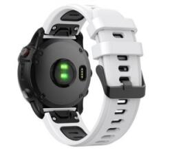 gigapack Pótszíj (egyedi méret, 22mm, szilikon, fekete csat, QuickFit csatlakozás) FEHÉR/FEKETE Garmin Instinct 3 Solar 45mm / Instinct 3 45mm /