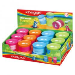 Keyroad Hegyező 2 lyukú tartályos 12 db/display Stretchy vegyes színek (KR971287)