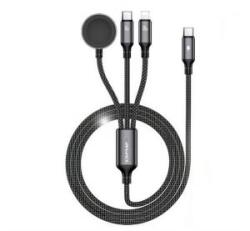 Awei töltőkábel 3in1 (Type-C - lightning/Type-C, Apple Watch töltő, 100W, wireless, gyorstöltő, 120cm) FEKETE (W23_B) - aqua