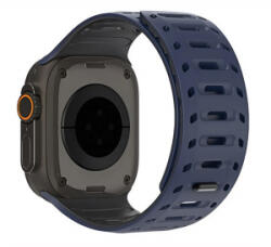 Dux Ducis CS pótszíj (egyedi méret, nagy, szilikon, lyukacsos, mágneses) SÖTÉTKÉK/FEKETE Apple Watch Series 5 44mm / Watch Series 4 44mm /