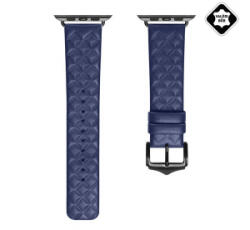 Dux Ducis pótszíj (egyedi méret, kicsi, valódi bőr, 3D rombusz) SÖTÉTKÉK Apple Watch Series 10 42mm / Watch Series SE 40mm / Watch Series 3