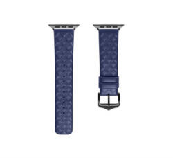 Hoco WA18 pótszíj (egyedi méret, nagy, szilikon, bőr hatású, állítható, 3D rombusz) SÖTÉTKÉK Apple Watch Series 10 46mm / Watch Ultra 2