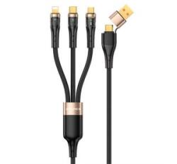 Awei töltőkábel 3in2 (Type-C/USB - lightning/Type-C, microUSB, 100W, wireless, gyorstöltő, 120cm) FEKETE (CL-228) - aqua