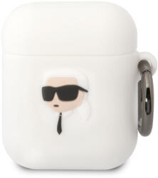 Karl Lagerfeld 3D Logo NFT Karl Head Apple AirPods 1/2 szilikon tok, fehér (KLA2RUNIKH) - phoner