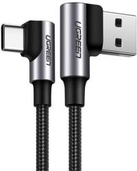 UGREEN US176 Type-C - USB gyorstöltő derékszögű adatkábel, 1m, fekete (US176)