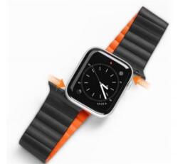 Dux Ducis pótszíj (egyedi méret, kicsi, szilikon, bőr hatású, mágneses) FEKETE/NARANCSSÁRGA Apple Watch Series 10 42mm / Watch Series SE 2