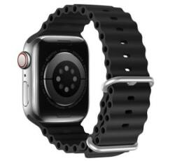 Dux Ducis pótszíj (egyedi méret, nagy, szilikon, állítható, hullám) FEKETE Apple Watch Series 10 46mm / Watch Ultra 2 49mm / Watch Ultra 49mm