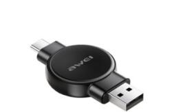 Awei asztali töltő USB+Type-C (2.5W, wireless, mágneses, Samsung Watch töltő/Apple Watch töltő) FEKETE (W26) (W26)