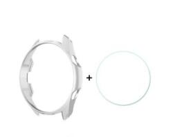 ENKAY műanyag keret (ütésálló + kijelzővédő üveg) EZÜST Samsung Galaxy Watch 3 eSIM 45mm (SM-R845F) / Galaxy Watch 3 45mm (SM-R840) (GP-101720)