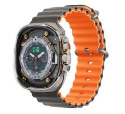 DEVIA DELUXE SPORT6 pótszíj (egyedi méret, kicsi, szilikon, állítható, hullám) VILÁGOSSZÜRKE/NARANCSSÁRGA Apple Watch Series 10 42mm / (GP-160661)