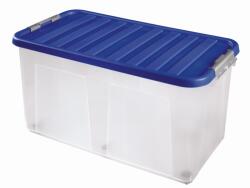 Heidrun Clipbox Átlátszó Tároló doboz 100L 80x40x40cm gurulós, Clippes tetővel (401617)