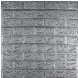 SDEPOT 50 db SDEPOT® tapéta csempe készlet, 2mm vastag, mérete 70x77 cm, téglautánzat, ezüst (SET50_TAPET_02_ARGINTIU)