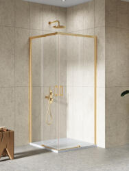 NEW TRENDY Prime cabină de duș 90x90 cm pătrat auriu periat/sticlă transparentă D-0782A/D-0783A (D0782AD0783A)