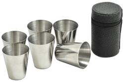 Gonga 6 db 30 ml-es pohár készlet, rozsdamentes acél ökológiai bőr borítással, Gonga® Silver (BU1211)