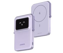 UGREEN Power Bank hordozható töltő, vezeték nélküli töltés, 10000mAh, 30W, USB-C, Mágneses Uno Robot, lila 35606 (35606)