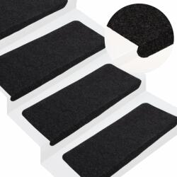 vidaXL 15 db fekete öntapadó lépcsőszőnyeg 65x24, 5x3, 5 cm (343478)