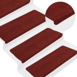 vidaXL 15 db piros öntapadó lépcsőszőnyeg 65x24, 5x3, 5 cm (343480)