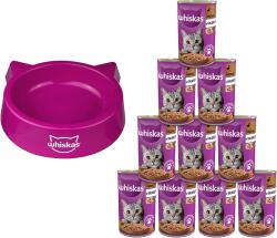 Whiskas WHISKAS nedves macskaeledel 1+ kacsával és zselével 10x400g + MACSKA TÁL INGYENES ! ! !