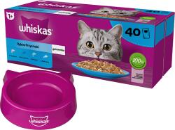 Whiskas WHISKAS Adult tasak 40 x 85 g Fishy Treats - nedves eledel felnőtt macskáknak zselében (darabokban: lazac, tonhal, tőkehal, fehér hal) + MACSKA TÁL INGYENES ! ! !