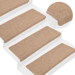 vidaXL 15 db bézs öntapadó lépcsőszőnyeg 65x24, 5x3, 5 cm (343476)