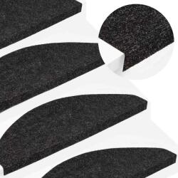 vidaXL 15 db fekete öntapadó lépcsőszőnyeg 56x17x3 cm (136390)