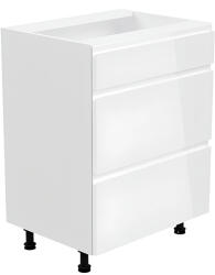 Alsószekrény, fehér/fehér extra magasfényű, AURORA D60S3 (KD-0000236738)
