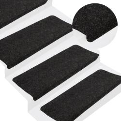 vidaXL 15 db antracitszürke öntapadó lépcsőszőnyeg 65x24, 5x3, 5 cm (343477)