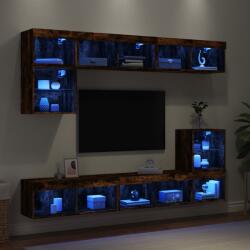 vidaXL 8 darab füstös tölgy színű szerelt fa TV-bútor LED-del (3216672)