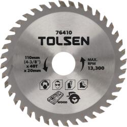 TOLSEN TOOLS Lamă de ferăstrău, TCT, 110 × 20 - 40T 76410 (76410) Fierastrau