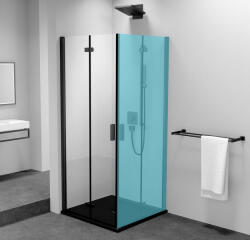 POLYSAN Zoom Line Black harmónika zuhanyajtó 90x200 cm transzparent üveg, balos/matt fekete profil ZL4915BL (ZL4915BL)