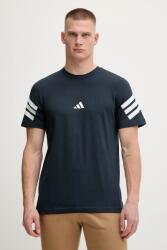 Adidas pamut póló Essentials sötétkék, nyomott mintás, JW4786 - sötétkék S
