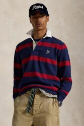 Ralph Lauren pamut póló Lsrugbym2 Long Sleeve sötétkék, mintás, 710972673 - sötétkék M