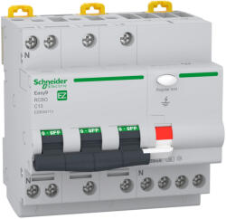 Schneider Electric EASY9 PRO EZ9D55713 Áramvédős kismegszakító (Kombi Fi-relé) 3P+N, C karakterisztika, 13A, 30mA, 6kA, A osztály (EZ9D55713)