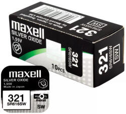 Maxell 321 SR616SW 1, 55V Silver Oxide óra 1, 55V gombelem (Maxell-321)