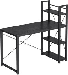 VASAGLE Íróasztal polcokkal, ébenfekete 120x119x60cm (LWD048B56)