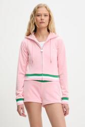 Juicy Couture felső VELOUR CROPPED STRIPE HOODIE rózsaszín, nyomott mintás, kapucnis, JCWAS225351 - rózsaszín S