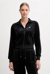 GUESS velúr pulóver COUTURE fekete, sima, V3BQ22 K0232 - fekete L
