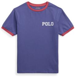 Ralph Lauren gyerek pamut póló sötétkék, nyomott mintás, 323971297003 - sötétkék 140-149