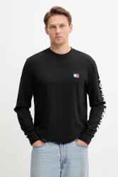 Tommy Hilfiger pamut hosszúujjú fekete, sima, DM0DM21591 - fekete XXL