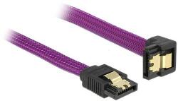 Delock 83695 SATA 6 Gb/s adatkábel egyenes-lefelé fémlapos csatlakozókkal 30cm lila (Delock 83695)