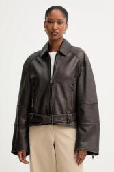 Weekend Max Mara bőrdzseki EGIZIO barna, átmeneti, oversize, 2525446011600 - barna 38
