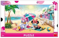 Dino Puzzle cu rama - Minnie si Daisy la plaja (15 piese) Puzzle
