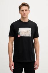 Guess pamut póló fekete, nyomott mintás, M5YI45 KBW41 - fekete S