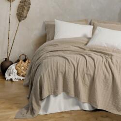 Cottonbox® Cuvertura cu cearceaf pat si fete perna, din bumbac cu broderie, Vilo Bej