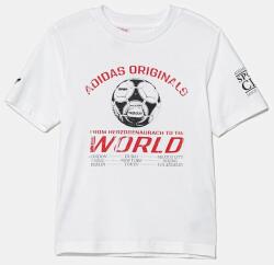 Adidas gyerek pamut póló fehér, mintás, JV7694 - fehér 134