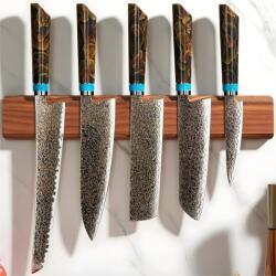 HARAHU ZE-37413 damaszk konyhakés készlet - Barna/Kék KP37413