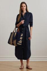 Ralph Lauren vászon ruha sötétkék, midi, harang alakú, 200978672 - sötétkék 34