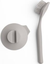 Brabantia SinkSide Dish Brush with Suction Cup Holder mosogatókefe tapadókorongos tartóval, beépített kaparóval, műanyag, középszürke - 230226 (230226)
